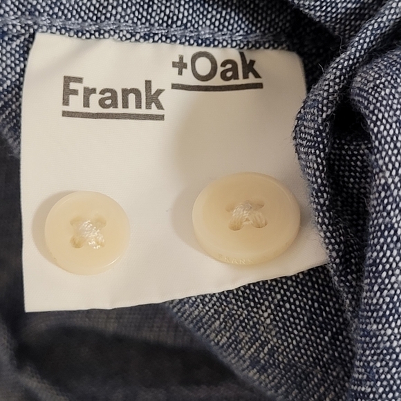 Frank + Oak chambray denim cotton print long sleeve button front shirt - Picture 7 of 11